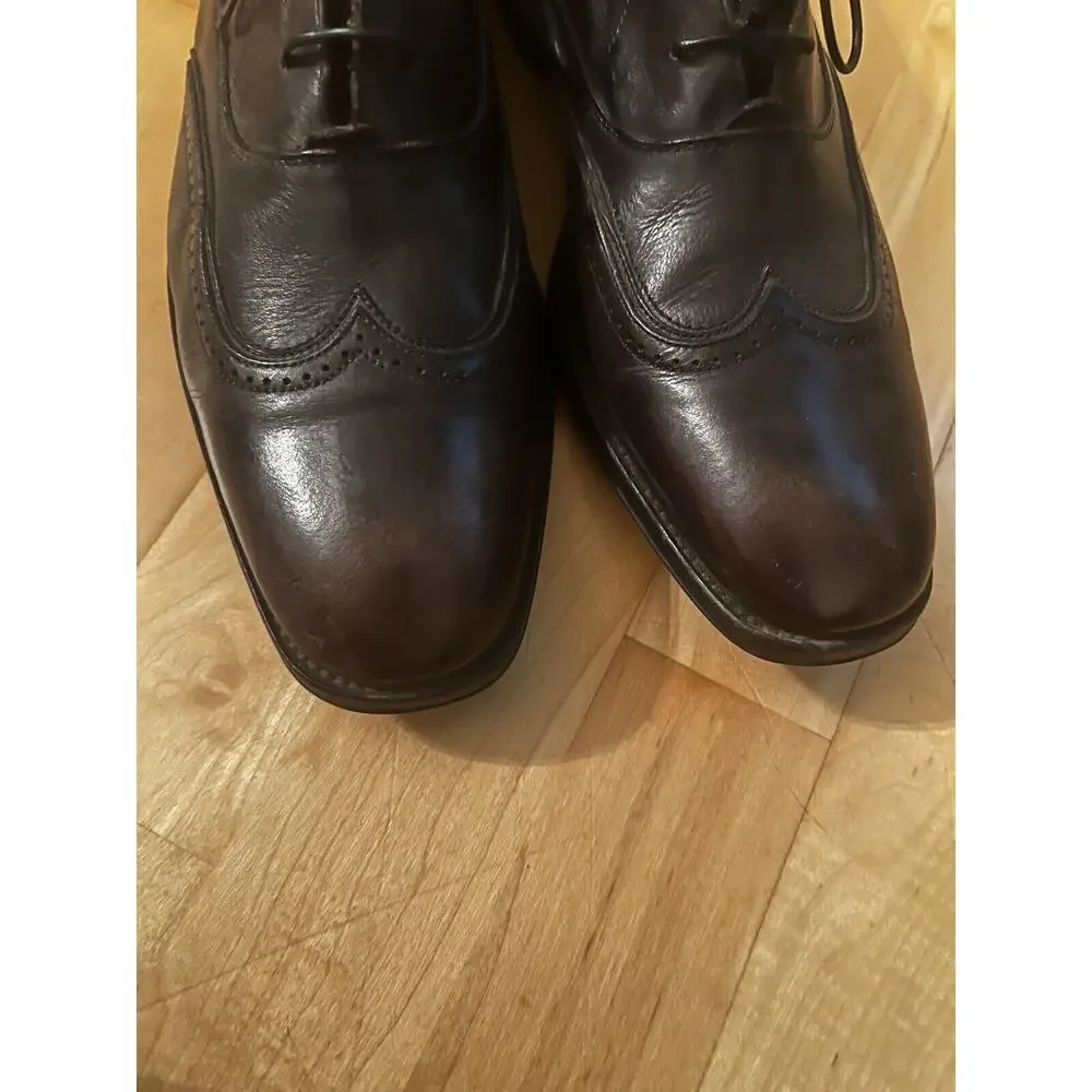 John Varvatos Whiskey Dark Brown Wingtip Mens Leather Dress Shoe 10